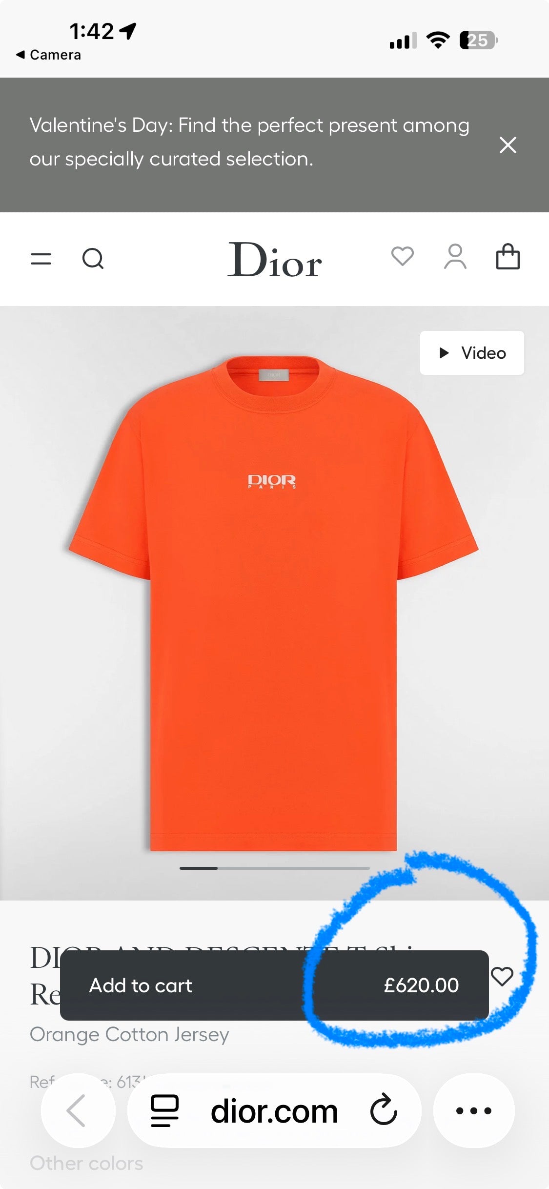 Dior t shirt ornage Medium