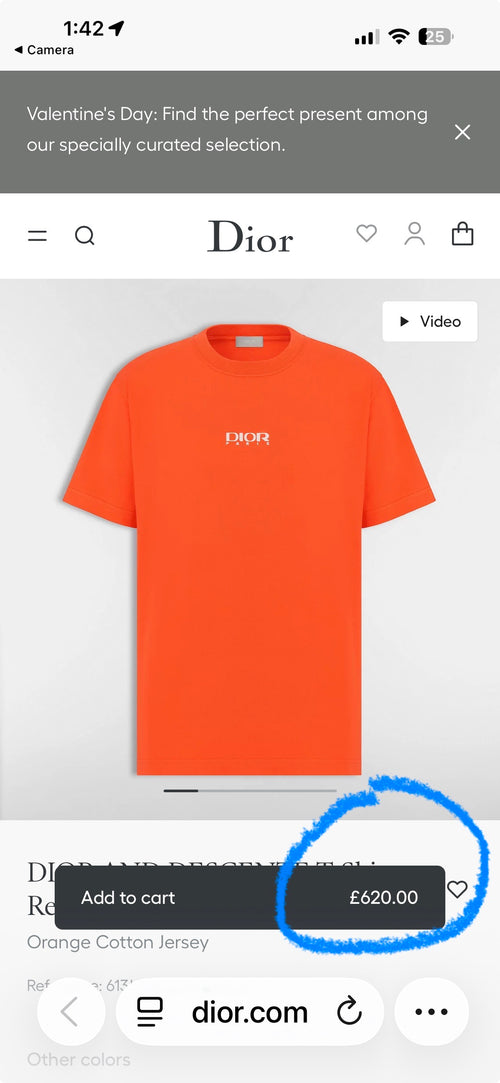 Dior t shirt ornage Medium